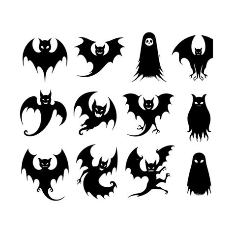 Ector design a collection of 9 ghostfaced bat silhouettes | Premium AI ...