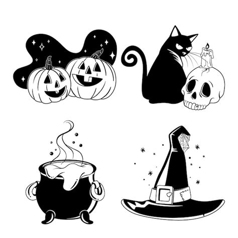 Free Vector | Mystic dark halloween stickers collection