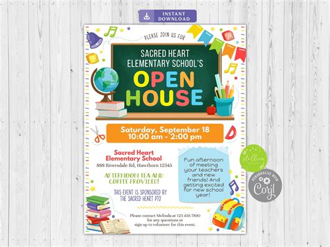 School Open House Flyer Open House Invite Printable PTA PTO - Etsy
