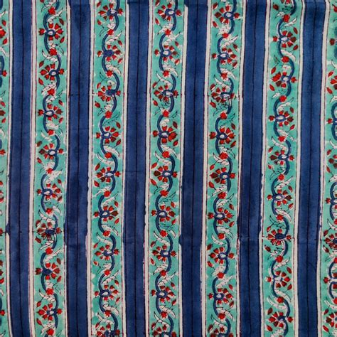 Pure Cotton Jaipuri Shades Of Blue Borders Hand Block Print Fabric ...