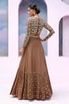 Buy Brown Net, Georgette Mirrors, Aurelia Embroidered Blouse Tiered ...
