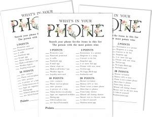 Inkdotpot 50 Sheets What's in Your Phone Baby Shower Game Cards ...
