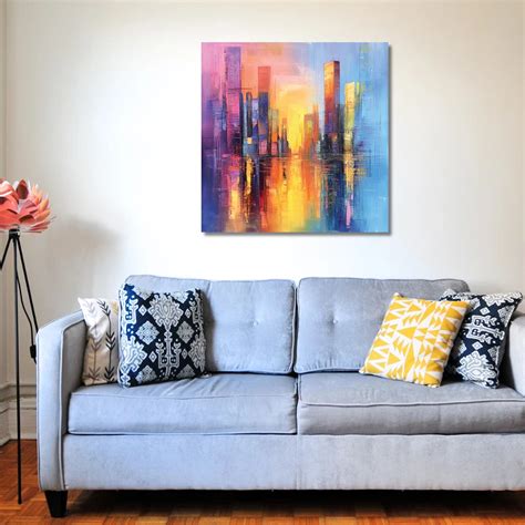 Tall Building Canvas Wall Painting – Modern High Rise Art by Viventiq ...