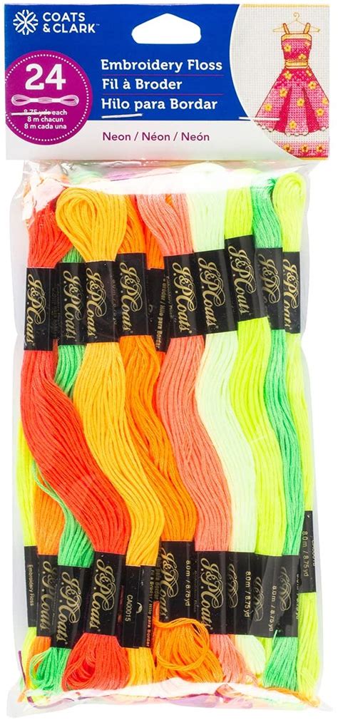 J & P Coats 24 Skeins Neon Embriodery Floss : Amazon.in: Home & Kitchen
