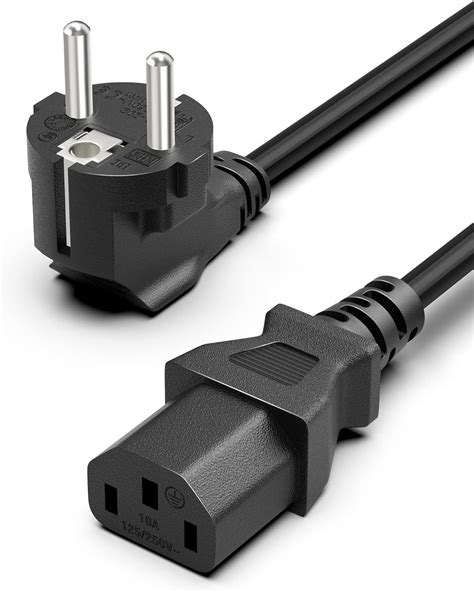 FEDUS European Power Cord IEC320C13 to SCHUKO(Europe) CEE7/7, 18 AWG ...