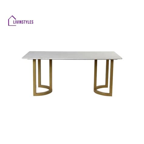 Era 6 Seater Marble Dining Table In Gold Finish – LivIn Styles