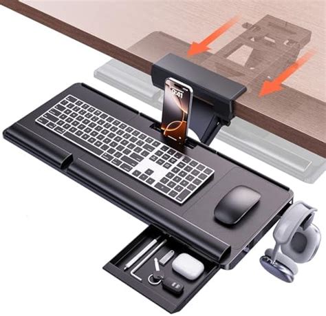 Height Adjustable Tilt Rotating Keyboard Tray Under Desk - Klearlook PU ...