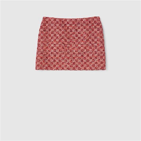 GG tweed skirt in orange and red | GUCCI® US