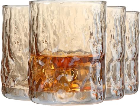 Amazon.com | Whiskey Glasses, Amber Colored Rocks Glasses, 9 oz Old ...