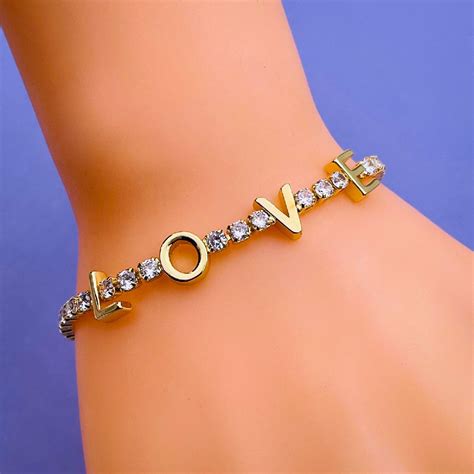 Love Cubic Zirconia 18K Gold Copper Tennis Bracelet For Women – ZIVOM