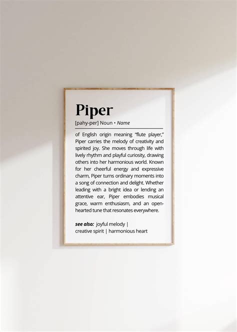 Piper Name Meaning Print | Personalized Gift | Nursery Wall Art ...