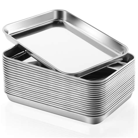 Amazon.com: Ziliny 20 Pcs Stainless Steel Baking Sheet Pan Rectangle 5 ...