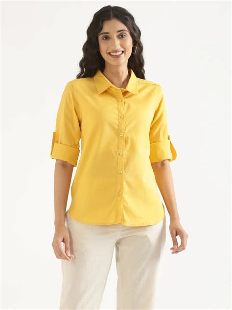 Women Yellow Airy-Linen Shirt