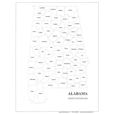 Alabama County Map - Jigsaw-Genealogy