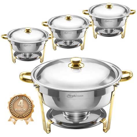Chafing Dishes for Buffet 4 Pack, 6QT Round Chafing Dishes for Buffet ...