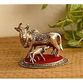 Buy eCraftIndia Lord Krishna Playing Flute Under Tree with Golden Cow ...
