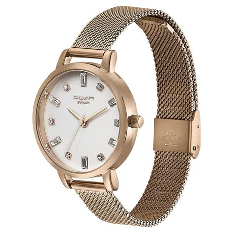 Sonata Poze Quartz Analog White Dial Mesh Strap Watch for Women