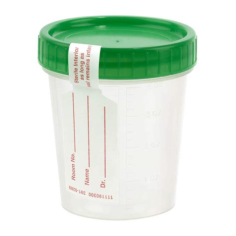 Sterile Specimen Cups with Green Screw Cap, 4 oz/120ml with Graduations ...