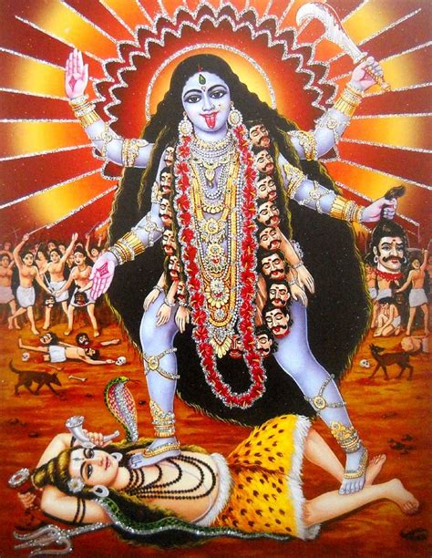 Crafts of India Goddess Kali poster/Hindu Goddess Poster with Glitter ...