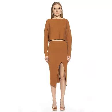 Women's ALEXIA ADMOR Ribbed Knit High Slit Midi Skirt