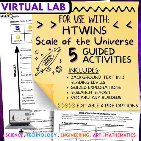 Scale Of The Universe 2- FIVE Guided Tasks Including Vocabulary Builders, Guided Research ...