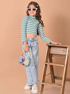 Buy Lilpicks Horizontal Stripes Full Sleeves Slim Fit High Neck Crop ...