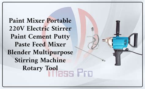 Mass Pro Paint Mixer Portable 220V Electric Stirrer Paint Cement Putty ...