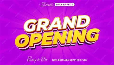 Grand opening 3d text effect in a bold colorful style editable vector ...