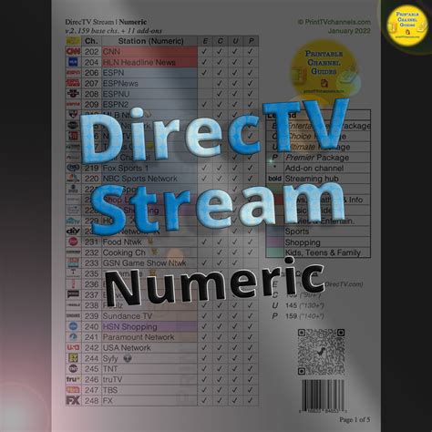 Image result for DirecTV Program Guide Printable