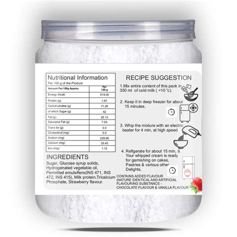Brew Lab Whipping Cream Powder Mix Strawberry Flavour Perfect For Cake ...