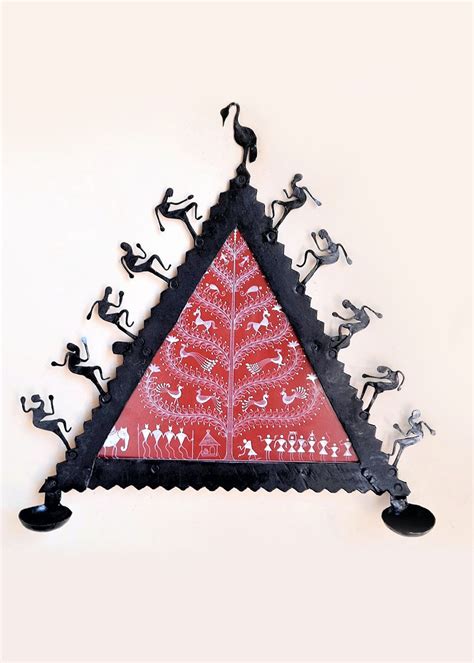 Get Hand Painted Warli Art Graphic Wall Accent - Red at ₹ 2050 | LBB Shop