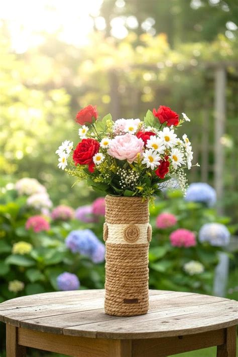 Buy Handmade Jute Rope Flower Vase | Rustic Boho Home Decor | Farmhouse ...