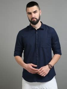 LUXIE LINE Men Solid Casual Dark Blue Shirt - Buy LUXIE LINE Men Solid ...