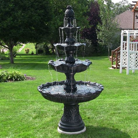 Sunnydaze 4-tier Grand Courtyard Outdoor Water Fountain Black Finish ...