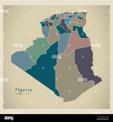 Modern Map - Algeria with provinces colored DZ Stock Vector Image & Art - Alamy - map of algeria with provinces