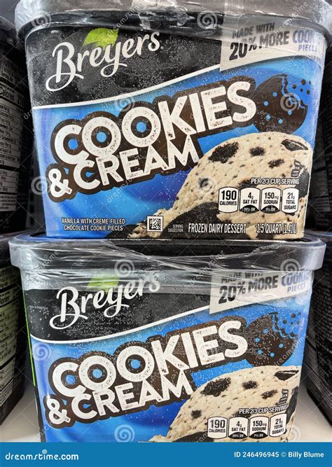 Retail Store Ice Cream Section Breyers Cookies and Cream Editorial ...