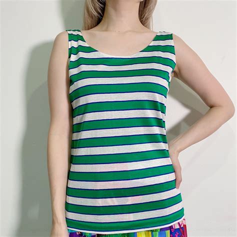 70s green stripe tank top | LEMON