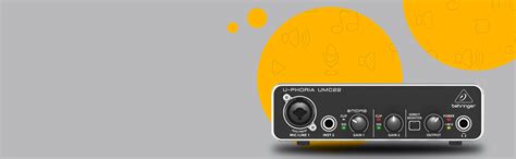 Behringer U-PHORIA UMC22 2x2 USB Audio Interface with Midas Mic Preamp ...