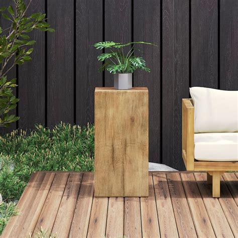 LOVMOR Wood Look Square Column MGO End Table H27.75inch Wood Like ...