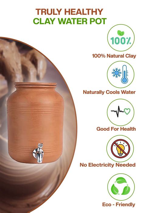 Shop Now|6 Litre Clay Water Pot with Stainless Steel Tap & Clay Glass