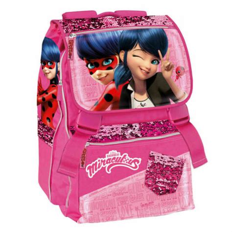 Buy Backpack Extendable Miraculous Marinette Lady Bug Pink Sequins ...