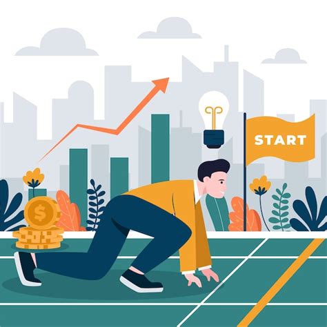 Anfangslinie Geschäftsillustration des flachen Designs | Kostenlose Vektor