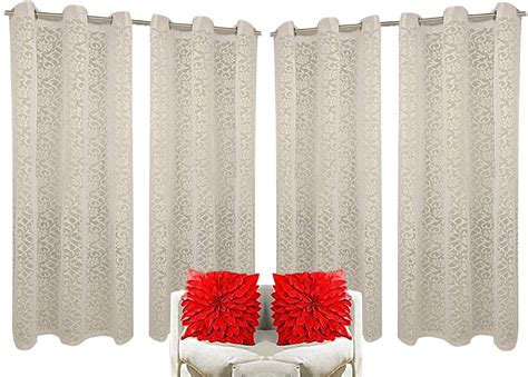 Buy Kuber Industries Cotton 6 Pieces 7 Feet Eyelet Door Curtain (Cream ...