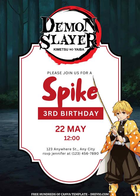 16+ Demon Slayer Kimetsu no Yaiba Canva Birthday Invitation Templates