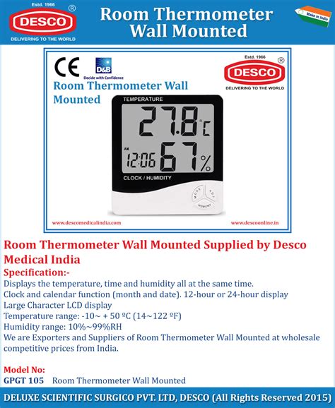 Room Thermometer Wall Mounted Manufacturer Supplier and Exporter in India
