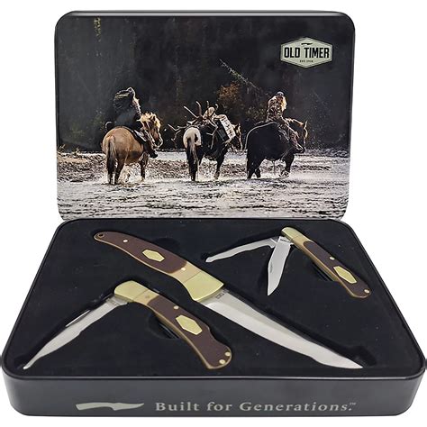 Old Timer Fixed and Folding Hunting Knives Gift Tin 3-Pack | Academy
