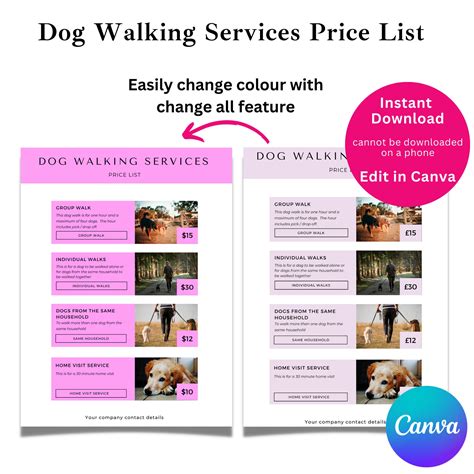 Dog Walking Price List