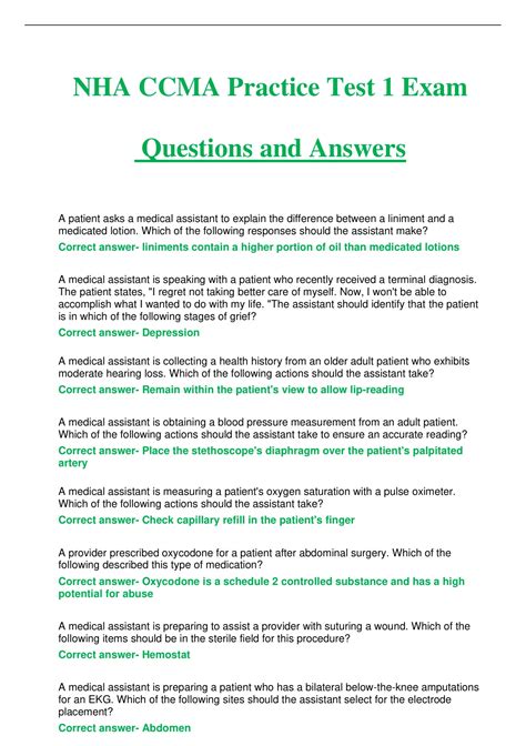 NHA CCMA ( Latest 2023 / 2024 ) Practice Test 1 Exam Questions and ...