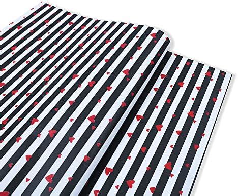 Crown Greetings Black Linings Hearts Gift Wrapping Paper Sheet - Gift ...