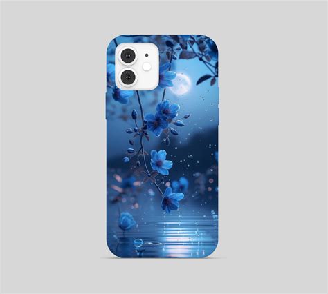 Flower with moon and water drops Phone Cover